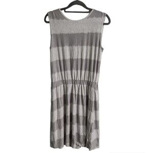 Athleta Lively Dress Womens Small Gray Stripe Lyocell Silk Blend Cross Back